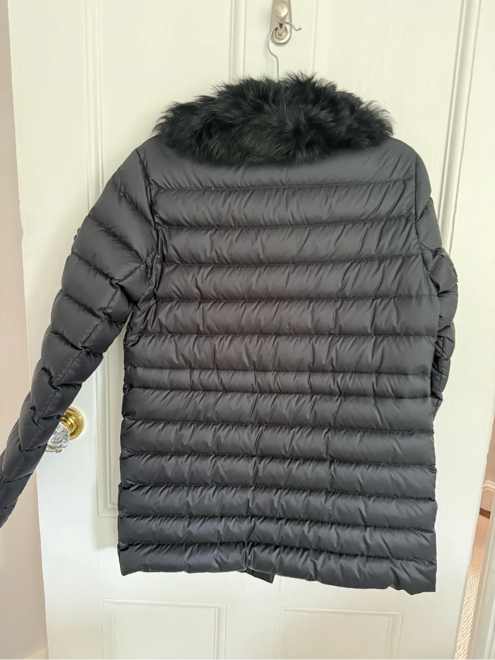 Coach Black Quilted Puffer Jacket with Faux Fur Trim